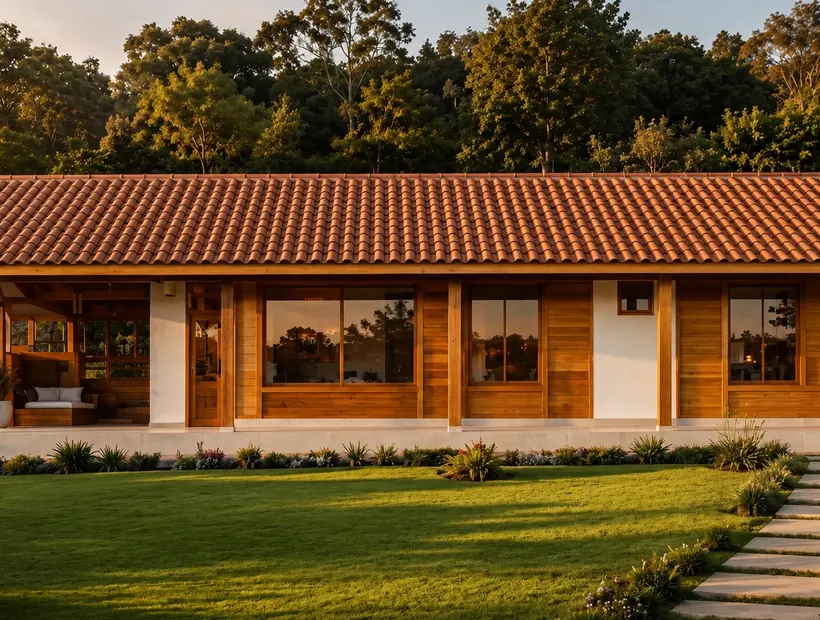 Casa de madeira para chácara: varanda, quartos e rotina rural