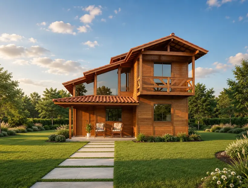 Casa duplex de madeira: presença visual e ambientes bem separados
